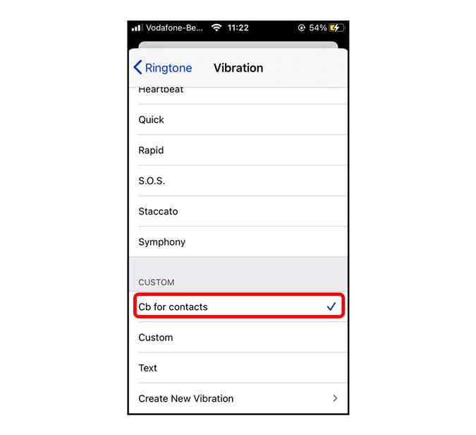 Seleccionar vibración personalizada