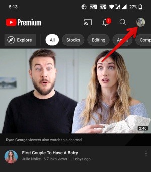 Abrir configuración de perfil en YouTube Android