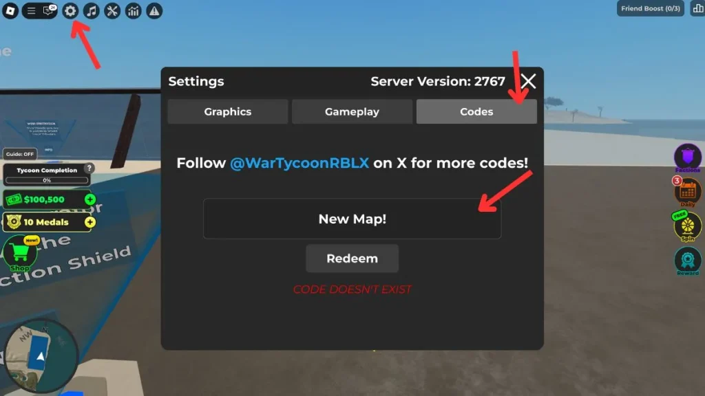 redimir los códigos de retroceso de la guerra de Roblox