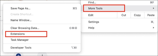 Abra el menú de extensiones en Chrome