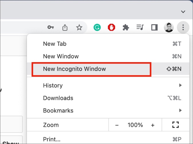 Abra el modo de incógnito de Chrome