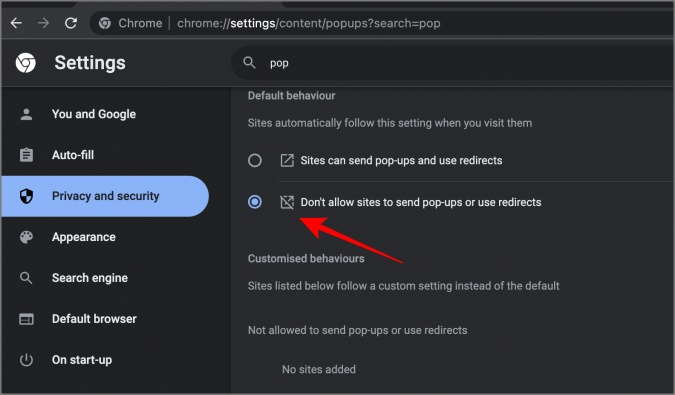 Deshabilitar las ventanas emergentes en Chrome