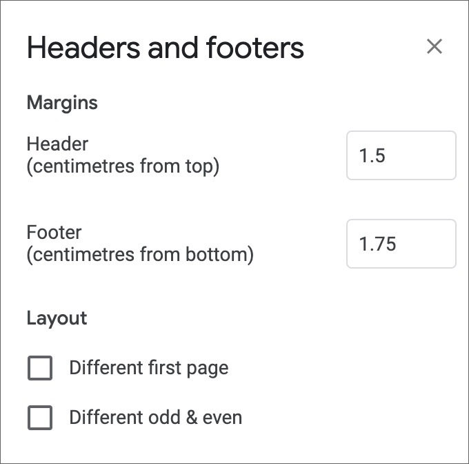 Agregar margen al encabezado en la web de Google Docs