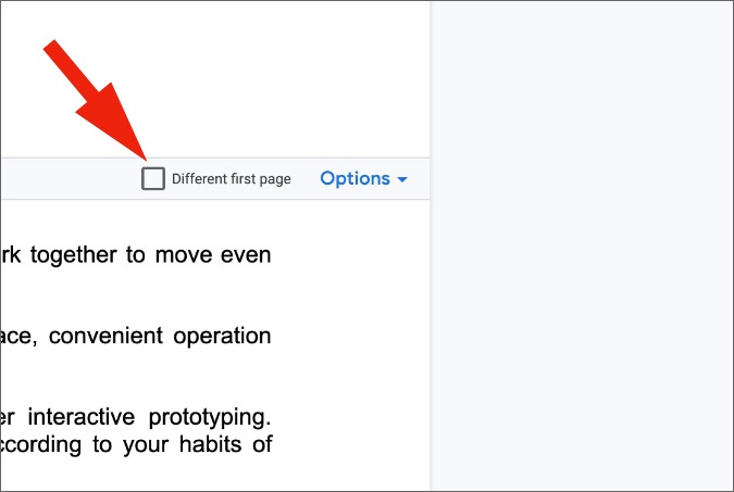 opción de primera página de Google Docs Web