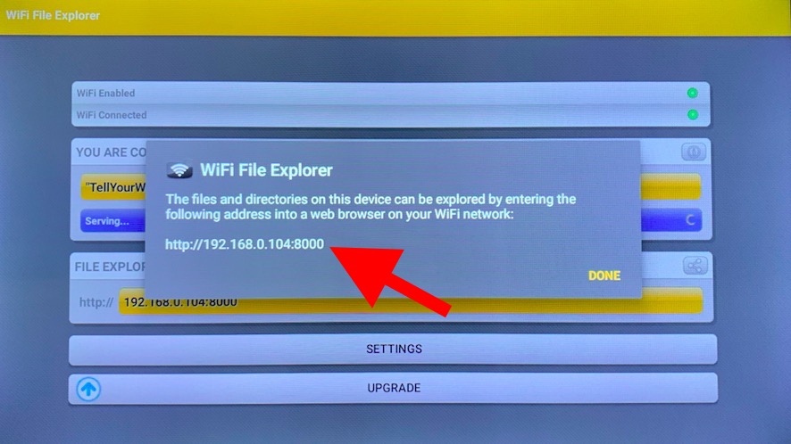 Aplicación de transferencia de archivos wifi en Android TV