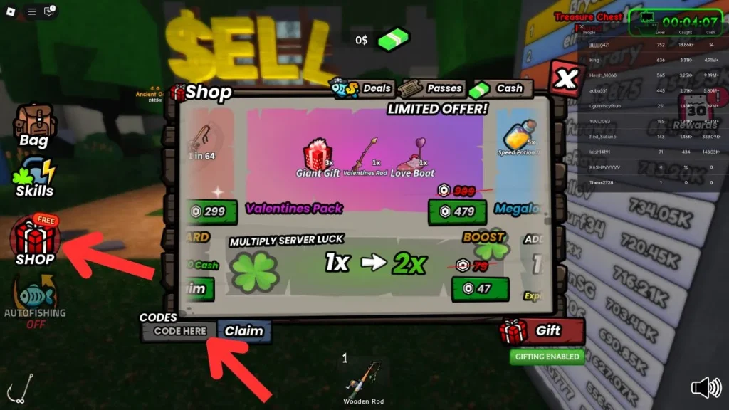 canjear los códigos de pesca de Roblox Go