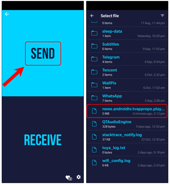 Enviar archivos a TV-Android-app