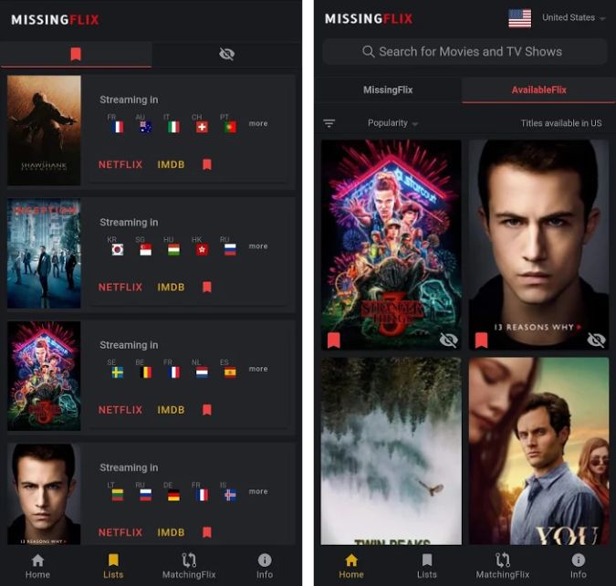 Interfaz de usuario de Flix faltante