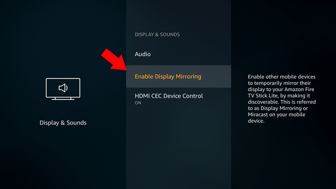 habilitando la expansión de reflejo en Firestick
