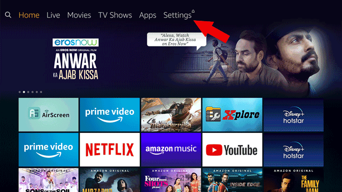 Apertura de la configuración de Firestick