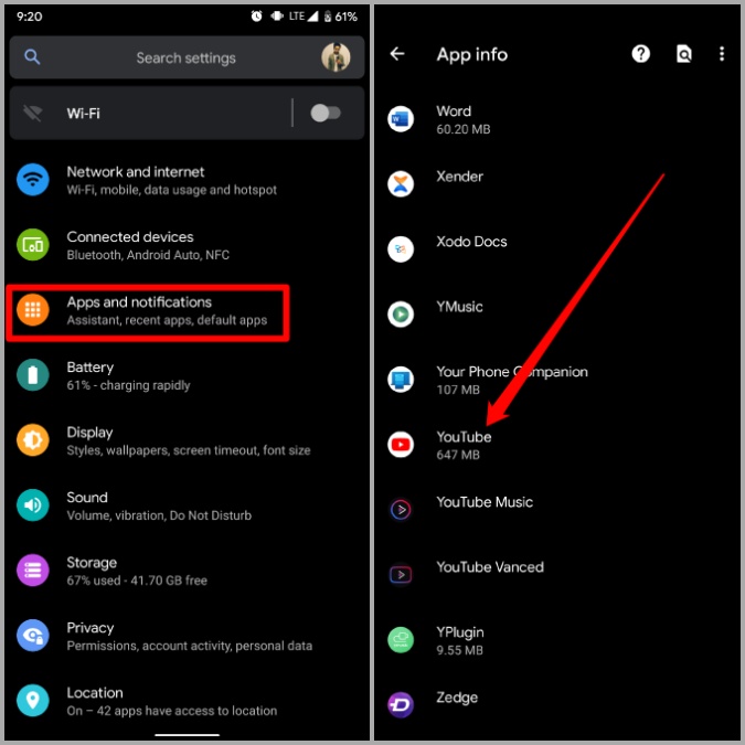 Lista de aplicaciones en Android