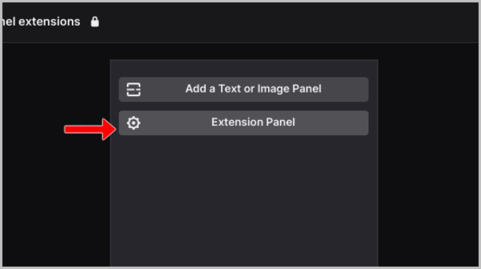 Opción del panel de extensión