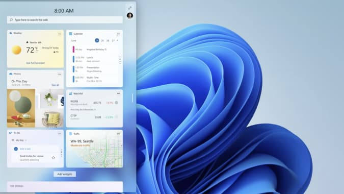 Panel de widgets en Windows 11