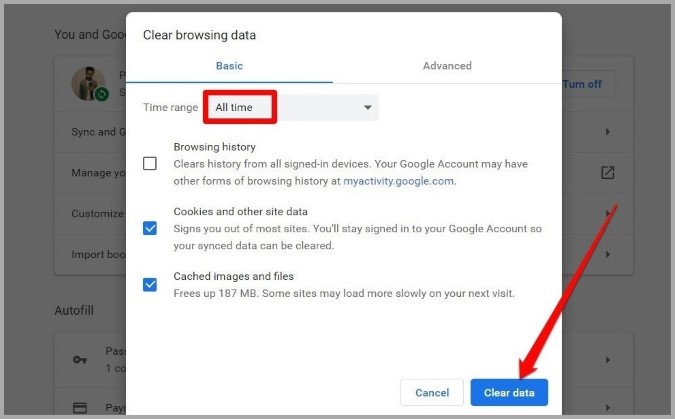 Limpiar el caché y las cookies de Chrome