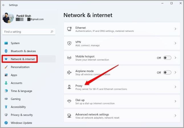 Configuración proxy en Windows 11