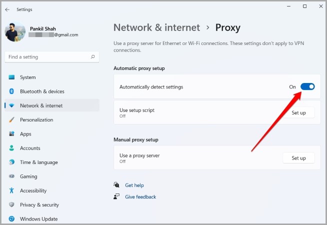 Habilitar la configuración automática de proxy en Windows 11