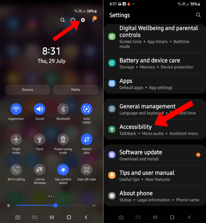 Abrir configuración de accesibilidad en Samsung