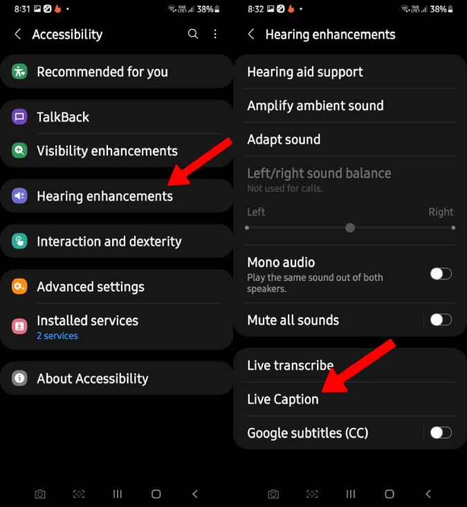 Habilitar subtítulos en vivo en Samsung