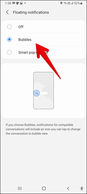 Notificaciones de Samsung Bubbles