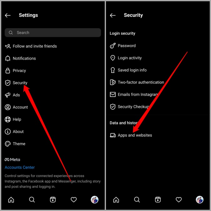 Aplicaciones y sitios web conectados en Instagram