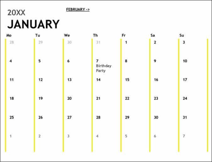 Calendario de 12 meses en hojas de Google