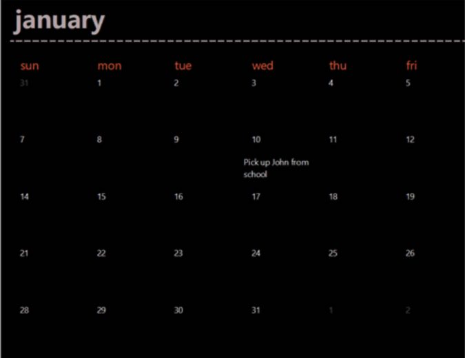 Tema oscuro Plantilla de calendario de Google