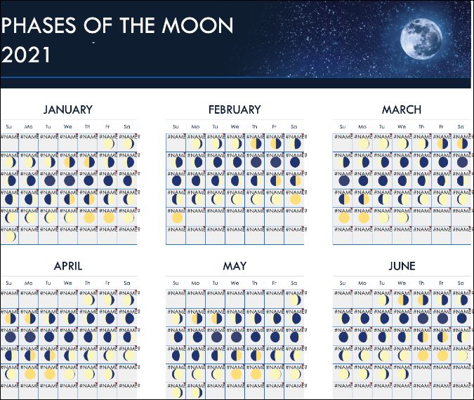 Fases del calendario de luna
