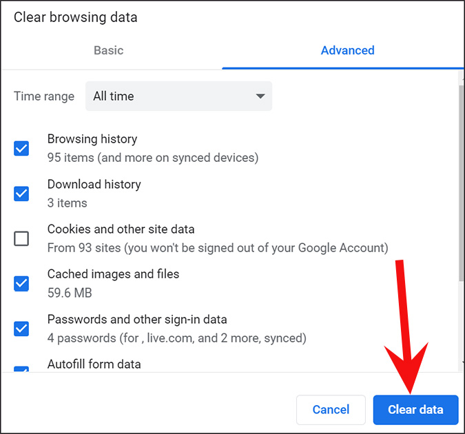 Borrar datos de Chrome