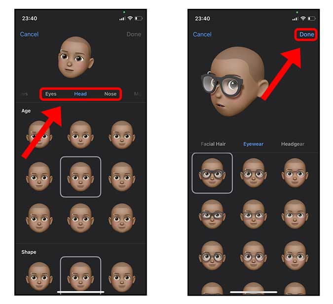 Edite su memoji en el editor de Memoji y guárdelo.
