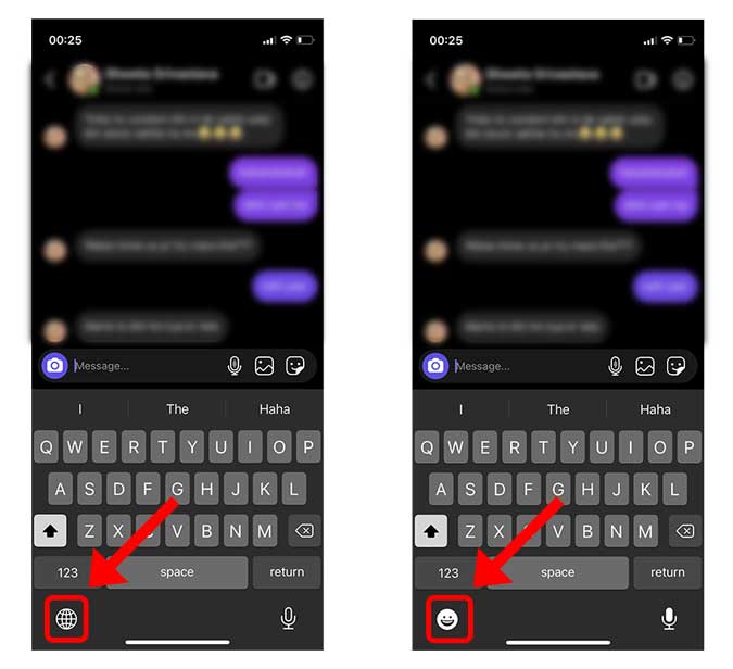 La opción de teclado emoji aparece en la parte inferior