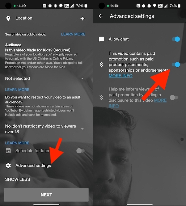 Configuración de chat en vivo de YouTube y monetización en Android