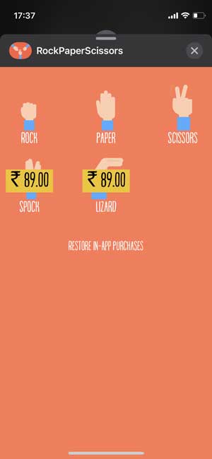 Rock Paper Scissors Game en iMessage