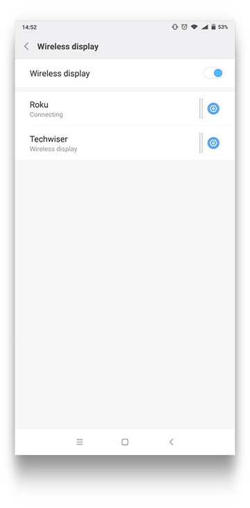 Descubrimiento de Roku Android en la configuración