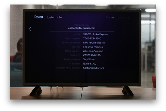 Observe la dirección IP del Roku