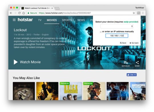 Dirección IP en la extensión de Chrome