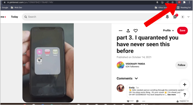 Uso de Pinterest Video Descarger Chrome Extension
