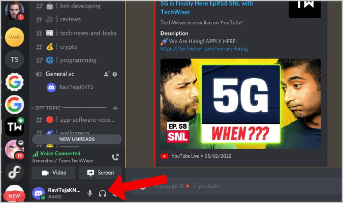 Control de micrófono y altavoz en Discord
