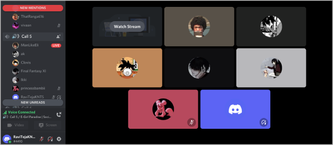 Transmisión del canal de voz en discord