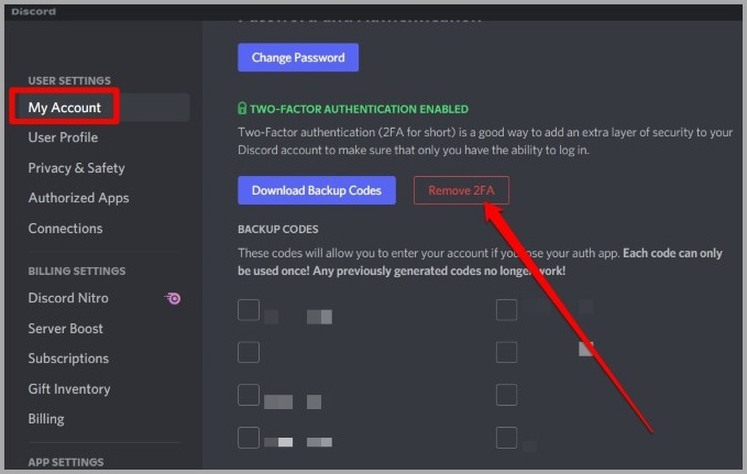 Eliminar 2FA Authenitcation en Discord para PC