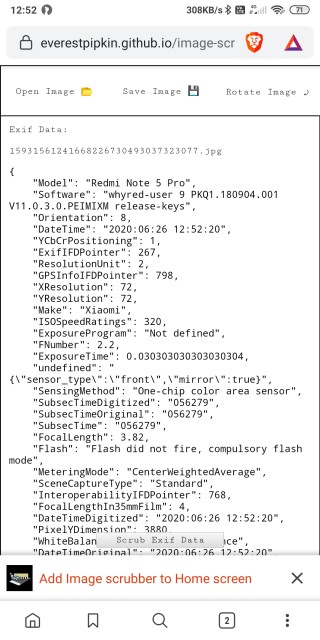 Datos de exif en un teléfono