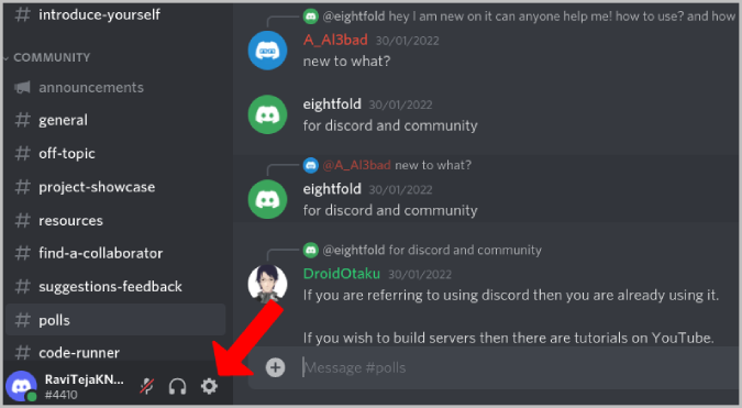 Configuración del usuario de Discord
