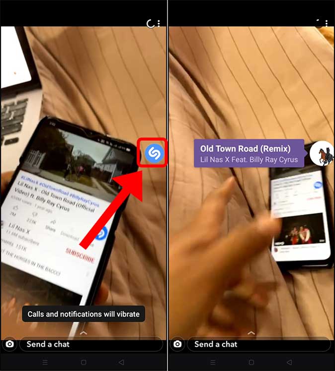 Toque el botón flotante de shazam en Android