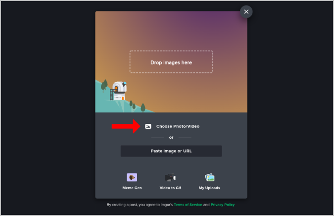 Elegir la imagen para cargar en Imgur