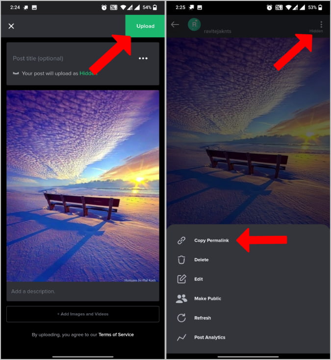 Copiar un enlace permanente para una publicación de Imgur