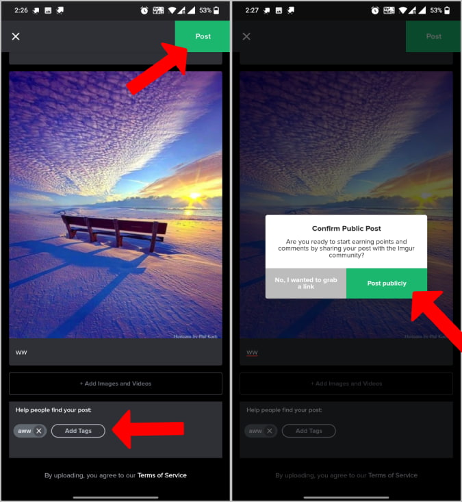 Publicación de IMgur Post Públicamente