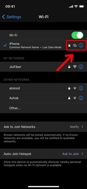 Compruebe si el iPhone está conectado a un punto de acceso