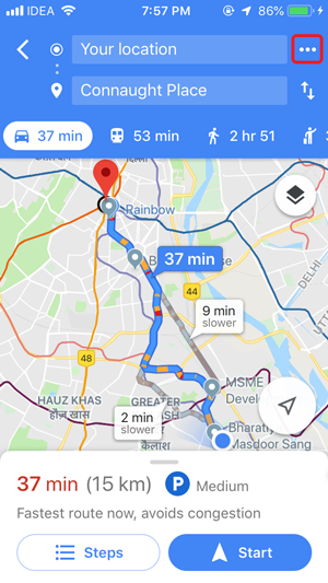 Google Maps Traffic Records iPhone