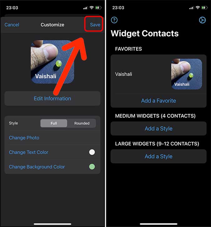 guardar un estilo de widget en la aplicación