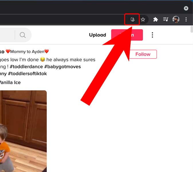 Haga clic en el botón Instalar en Chrome para PWA Tiktok
