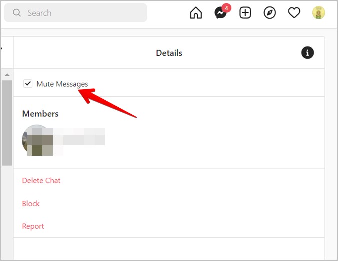 Mensajes de Instagram inmutados PC Web